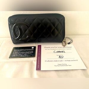 Chanel Cambon Calf Leather Zippy Wallet w/COA